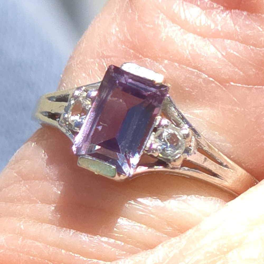 .60ct 10k Emerald Cut Purple Blue Synthetic Alexandrite Ring Child Size 2.25 - Picture 17 of 17
